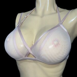 Victoria’s Secret Sexy Sheer Mesh Strappy Double Cup Unlined bralette bra Tan